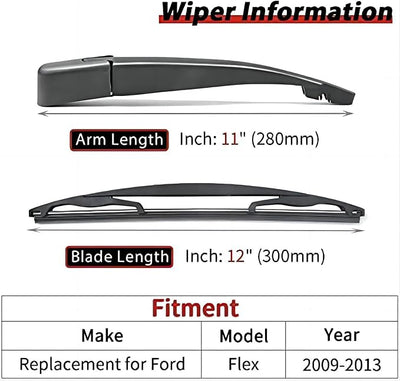 Replacement for Ford Flex 2009-2013, Rear Windshield Back Wiper Arm blade Set - OTUAYAUTO Factory OEM Replacement 85241-48080