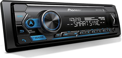 Pioneer MVH-S322BT 1-Din Digital Media Receiver – Bluetooth, USB, Color Change, FLAC, Voice Control, 50W x 4 Output, 13-Band EQ, AM/FM Radio, iPhone/Android Compatible, Front, Rear/SW Selectable RCA
