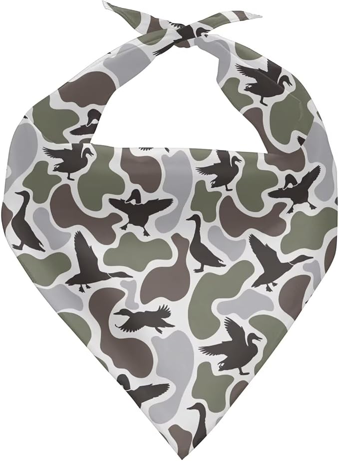 Duck Camo Hunting Dog Bandanas Reversible Pet Bandana Triangle Dog Scarf Adjustable Puppt Scarves for Small Medium Large Dogs, 1 Pack