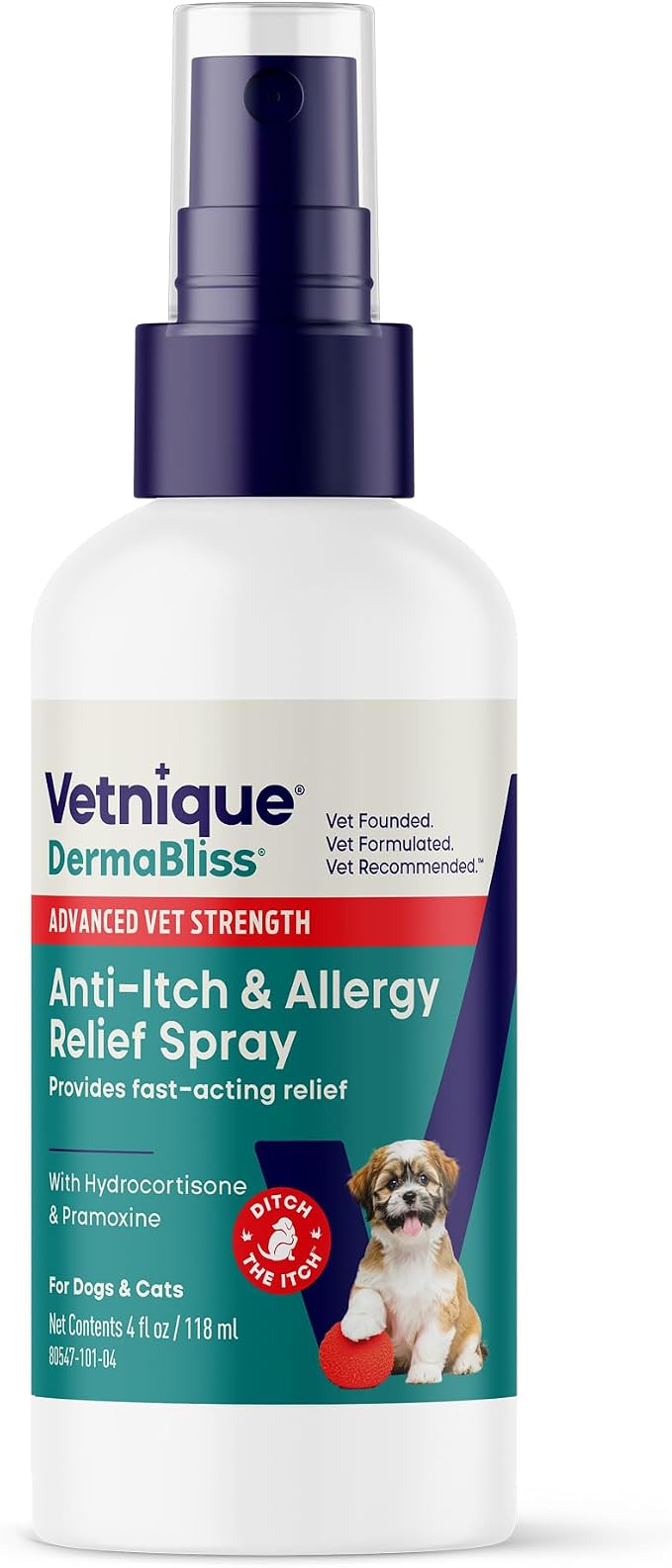 Dermabliss Hydrocortisone Anti Itch Spray for Dogs & Cats (4oz) | 1% Hydrocortisone Dog Spray, Dog Allergy Relief & Cat Allergy Relief, Itch Relief for Dogs, Hot Spot Itch & Skin Irritation