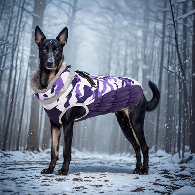 Cutebone Dog Waterproof Winter Coat with Harness, Reflective Warm Dog Jacket with Zipper for Cold Weather, Dog Snowsuit for Small Medium Large Dogs YRFN01XXL