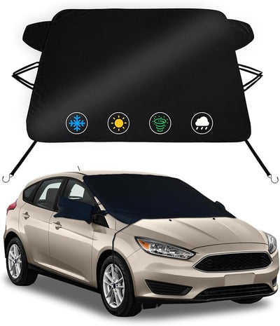 Windshield Cover for Ice and Snow for Ford Focus 2012-2018,2-Layer Oxford Fabric Windshield Snow Protector Waterproof Winter Accessories Frost and Ice Removal Shield for Snow, Sun, Rain, Dust(65"x47")