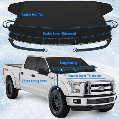 Extra Large Windshield Cover for Ice and Snow, Upgraded Thicken Oxford Car Windshield Cover Best for Ice, Frost & Snow Removal Windshield Snow Cover for All Weather (71x47 Inches)