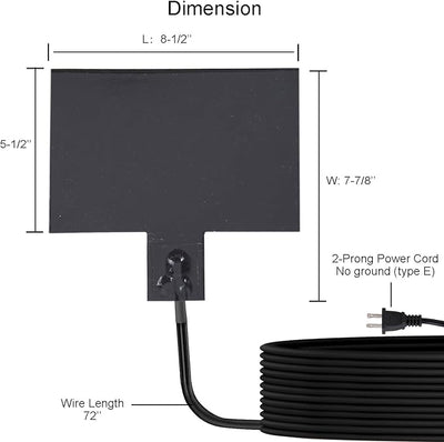 8-1/2'' x 7-7/8'' Silicone Battery Heater Pad with Smart Thermostat Control (32°F On/122°F Off) - 120V 60W Automotive Battery Warmer Pad, 72" 2-Prong Cord, Grey