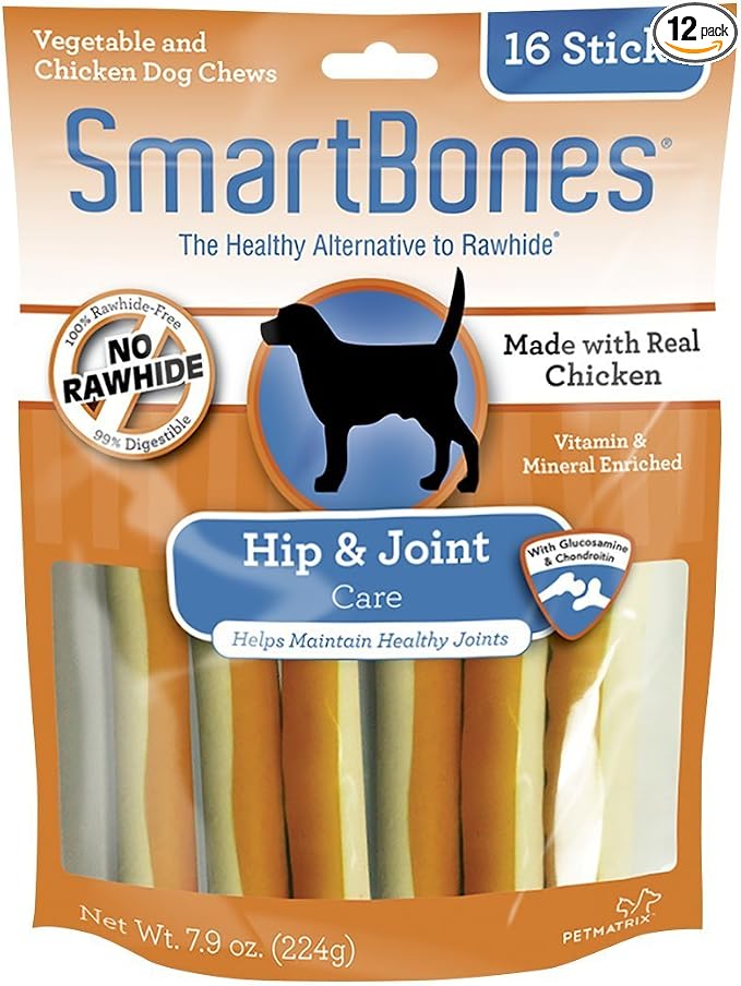 Hip And Joint Care Sticks, Rawhide-Free Chews For Dogs, With Glucosamine And Chondroitin, 16 Count