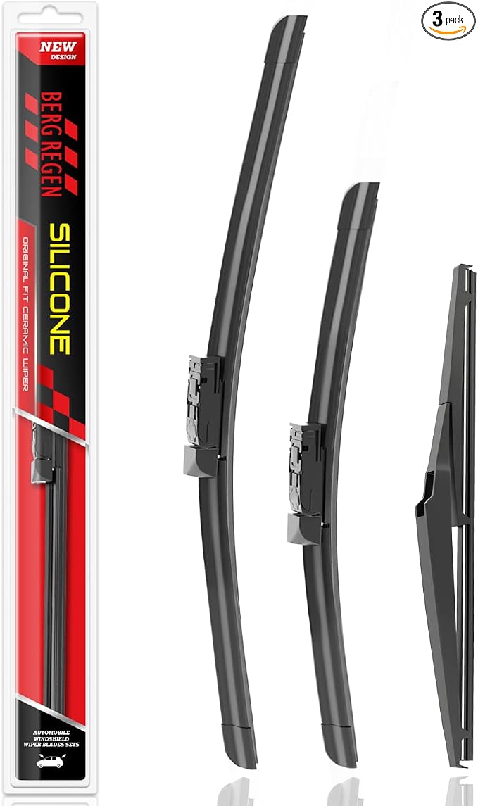 BERG REGEN Silicone Windshield Wiper Blades Replacement for Lexus NX200t 2017-2015 NX300 21-18 NX300h 21-15 Windshield Wipers (Pack Of 3) Automotive Replacement Windshield Wiper Blades- 26"/16"/12"