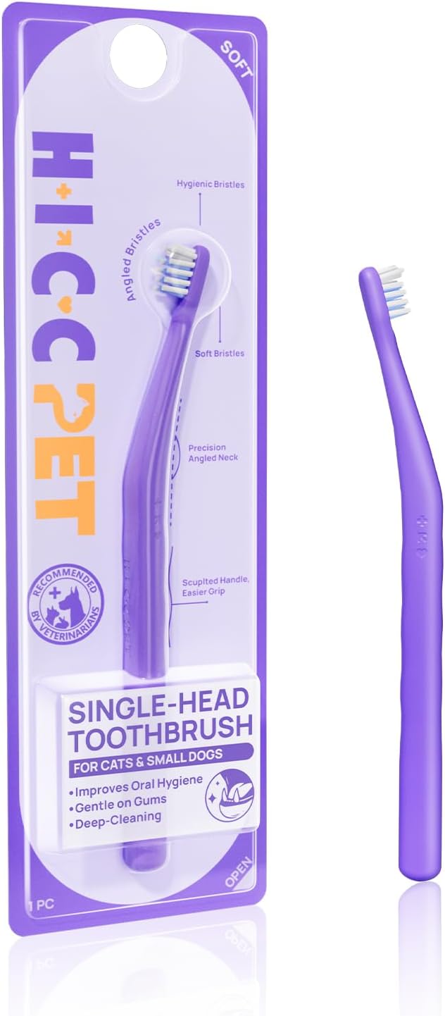 Toothbrush for Cats & Small Dogs, Vet-Recommended Ergonomic Pet Toothbrush for Easy Teeth Cleaning, Gentle on Gums, Cat & Dog Dental Care, Improves Oral Hygiene. Toothpaste Not Included