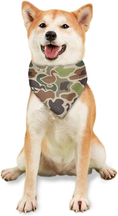 KEIAHUAN Dog Bandanas Scarf for Boy Triangle Kerchief Bib Scarves Green Duck Camo Hunting Pet Costume Accessories for Small Medium Large Pets