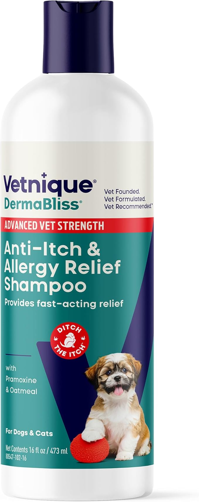 Dermabliss Advanced Medicated Pramoxine Anti Itch Dog Shampoo | Itchy Skin Relief & Allergy Relief, Max-Strength Soap-Free Oatmeal Dog Wash, Cat Shampoo & Puppy Shampoo, Sensitive Skin