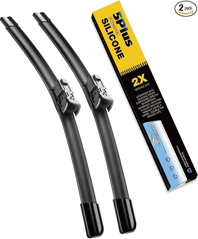 5 PLUS Premium Silicone Wiper Blades 26"+20" Front Fit Top Lock Arms 2-PACK | All Weather Performance, Waterproof Rain Wiping, Streak-Free Visibility, Long Lasting Harsh Weather Design