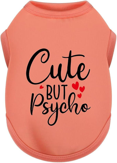 Stylish Dog Clothes: Expressive Cotton Puppy Shirt Vest for Small and Medium Dogs, Featuring 'Cute but Psycho' Slogan Print - Perfect for Showing Off Your Pet's Unique Style! Watermelong Red XS