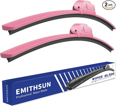 OEM QUALITY 24" + 20" Premium All-Seasons Durable Stable And Quiet Pink Windshield Wiper Blades (Set of 2)