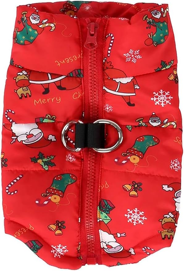 Winter Waterproof Windproof Dog Jacket - Warm Vest Coat for Small & Medium Dogs - Not Suitable for Big Dogs - Santa Large