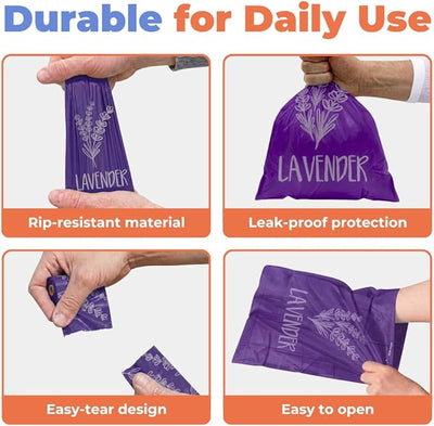 Best Pet Supplies Dog Poop Bags for Waste Refuse Cleanup, Doggy Roll Replacements for Outdoor Puppy Walking and Travel, Leak Proof and Tear Resistant, Thick Plastic - Purple (Scented), 150 Bags