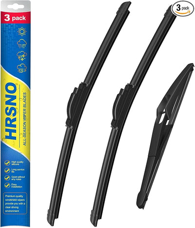 HRSNO® Wiper Blades:3-Pack Windshield Wipers for Nissan Rogue 2008-2013-All-Season Beam Design-Quiet Streak-Free-Exact Fit Replacement for Nissan Cars (26"/14"/12")