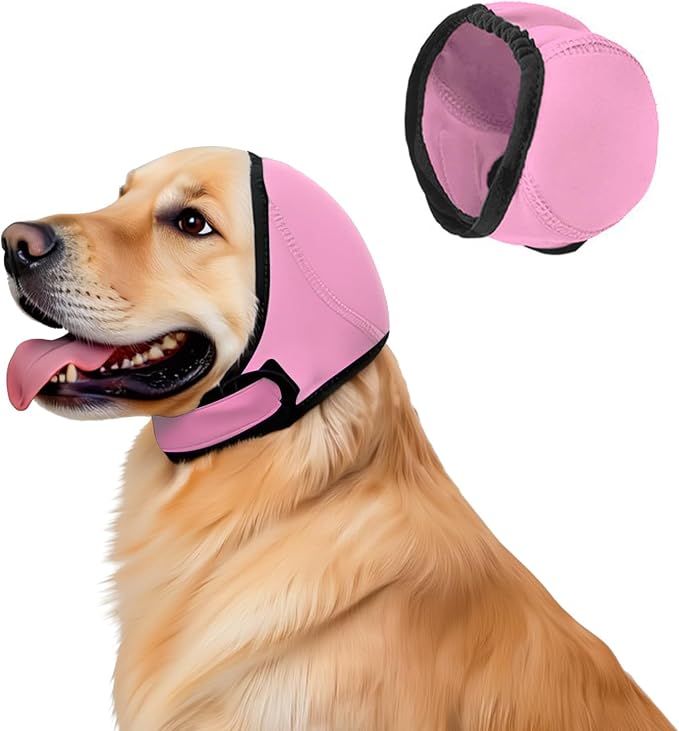 Dog Ear Muffs, No Flap Ear Wrap for Hematoma, Waterproof Calming Hoodie for Bathing, Grooming, Drying & Noise Relief