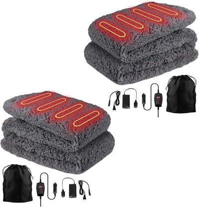 VaygWay Sherpa Fleece Travel Blanket – Comfortable Blanket for Car -Premium Quality Grey Fuzzy Soft Plush Warm 59" x 43” Home and Car Automotive Blanket- for Winter, Camping, Summer (2 Pack Grey)