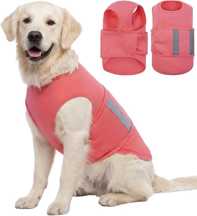 Dog Anxiety Calming Vest, Gentle Compression Anxiety Suit for Dogs, Breathable Dog Calming Wrap for Separation Anxiety, Thunder, Fireworks, Vet Visits, Pink L