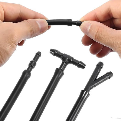 AUCELI Car Windshield Washer Hose Connector Kit, 18PCS 3 Way Type Vehicle Windscreen Water Pipe Adapter, Automotive Wind Screen Wiper Jet Fluid Hose Fitting Splitter, Universal Fit (Black)