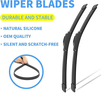 Gavimnal® 24"+20" Silicone Wiper Blades Replacement For Toyota 4Runner 2010-2024 Camry 2007-2011 Chevrolet Traverse 2018-2025 Kia Soul 2010-2025,All-Season Front Windshield Wiper Blades(Set of 2)