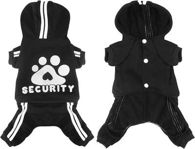 Dog Hoodie Security Clothes 4 Legs Jumpsuit Sweatshirt Hoodies Soft & Warm Dog Outfit Pullover Dog Winter Clothes Sweater for Small Medium Large Dogs Cats (Black, X-Large)