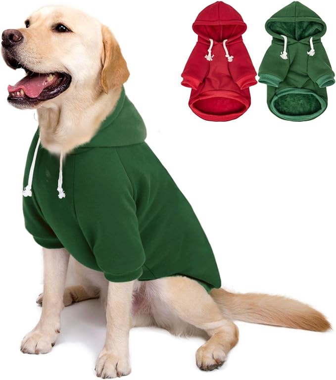 2-Pack Dog Hooded Sweaters & Jackets - Soft Dog Clothes Hoodie for Small/Medium/Large Dogs & Cats | All-Season Comfort & Fit, Stylish Pet Shirts Apparel & Accessories (Wine red, Dark Green, Large)