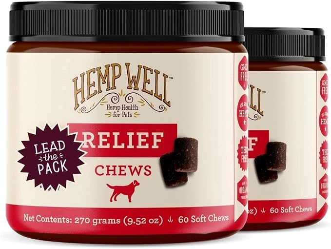 Relief Dog Soft Chews, Organic Hemp, Aches & Discomfort Support