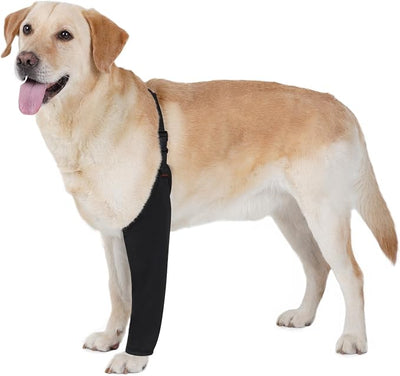 BARKLESS Dog Recovery Suit for Front Leg After Surgery, Breathable Dog Front Leg Sleeve for Male/Female to Stop Licking, Single Sleeve for Left/Right Joint Wound Cover, Cone Alternatives (Black, L)