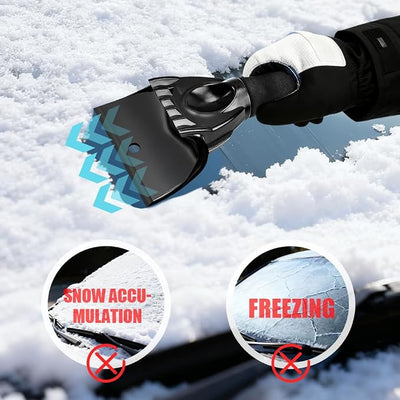 Ice Scraper for Cars and Small Trucks, Ice Scrapers for Car Windshield, Auto Snow Removal Tool with Ergonomic Foam Grip, Auto Windshield Plastic Snow Shovel for Truck Home Window (Black)