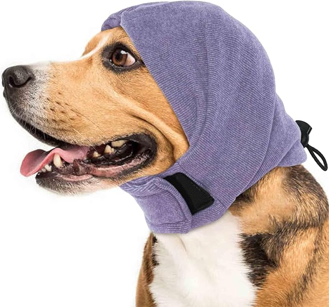 Dog Calming Hoodie No Shake Ear Wraps for Dogs, Quiet Head Covers for Noise Reduction & Anxiety Relief, Dog Ear Covers Muffs Head Wraps for Bath Hematoma Grooming Firework Force Drying