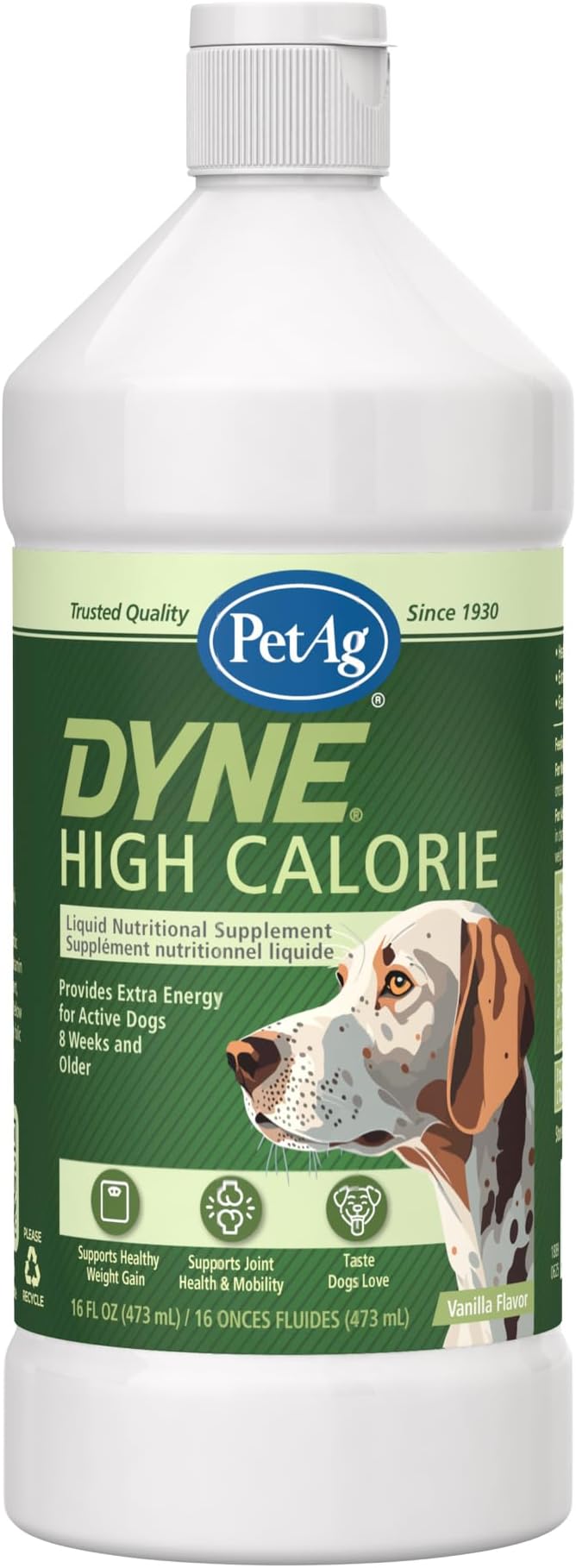 Dyne High Calorie Liquid Nutritional Supplement for Dogs & Puppies 8 Weeks and Older - 16 oz - Supports Performance and Endurance - Sweet Vanilla Flavor