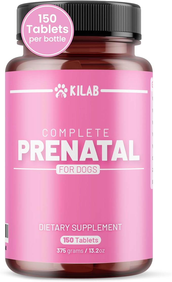 Complete Prenatal Vitamins for Dogs –150 Tablets with Iron, Choline, Zinc, DHA & Probiotics - Supports Healthy Development & Wellness for Pregnant, Nursing, & Weaning Females