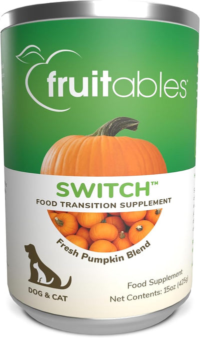 Fruitables Switch Fresh Pumpkin Blend Fiber Supplement for Cats & Dogs, 15 oz Cans Pack of 4 | Pumpkin Meal Topper for Food Transitions and Everyday Digestive Routine Support