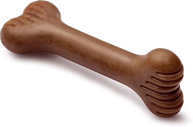 Bone Durable Dog Chew Toy for Aggressive Chewers, Real Bacon, Made in USA, Medium
