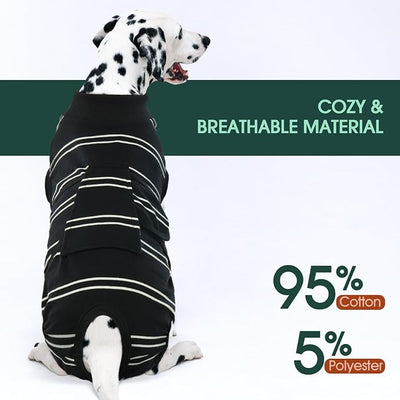 Kuoser Dog Surgery Recovery Suit, Soft Breathable Dog Recovery Suit for Female Spay Male Nueuter, Anti Licking Puppy Onesie Pet Surgical Suit for Dogs Abdominal Wounds Skin Disease, Black Strips XL