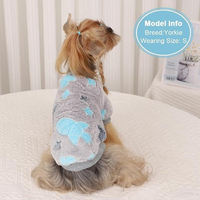 Dog Sweater Glow in The Dark Girl Pink Small Fleece Clothes Winter Soft Thickening Warm Puppy for Dogs Boy Teacup Yorkie Chihuahua (S,Grey)