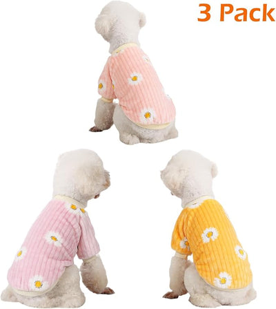 Dog Sweater, 3 Pack Dog Sweaters for Small Dogs, Dog Clothes for Small Dogs Girl Boy, Ultra Soft and Warm Puppy Sweater Dog Coat for Winter Christmas (S, Dy Pink+Dy Purple+Dy Yellow)