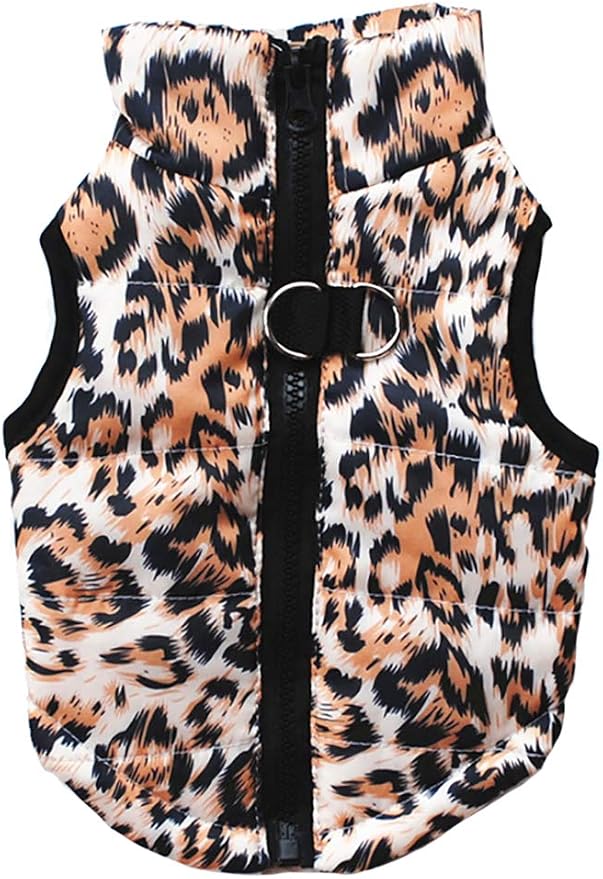 Winter Waterproof Windproof Dog Vest Coat Warm Vest for Cold Weather Jacket for Small Medium Dogs (Not Suitable for Big Dogs) Leapord XXS