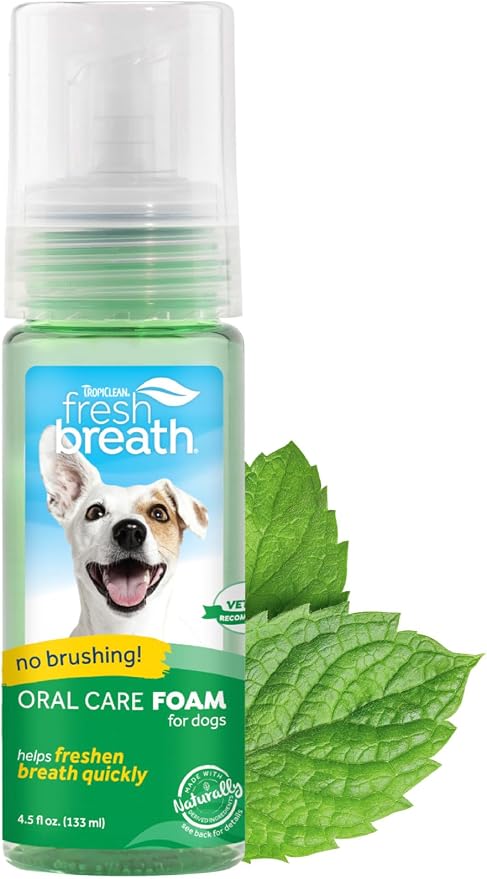 Fresh Breath Dental Foam Spray for Dogs & Cats | Quick Breath Freshener and Teeth Cleaning Solution | Made in The USA | 4.5oz.