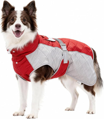 Dog Coat Dogs Jacket Waterproof Reflective Adjustable Dog-Winter Coats for Small/Medium/Large Dogs Dachshund Coat-(Red, X-Small)