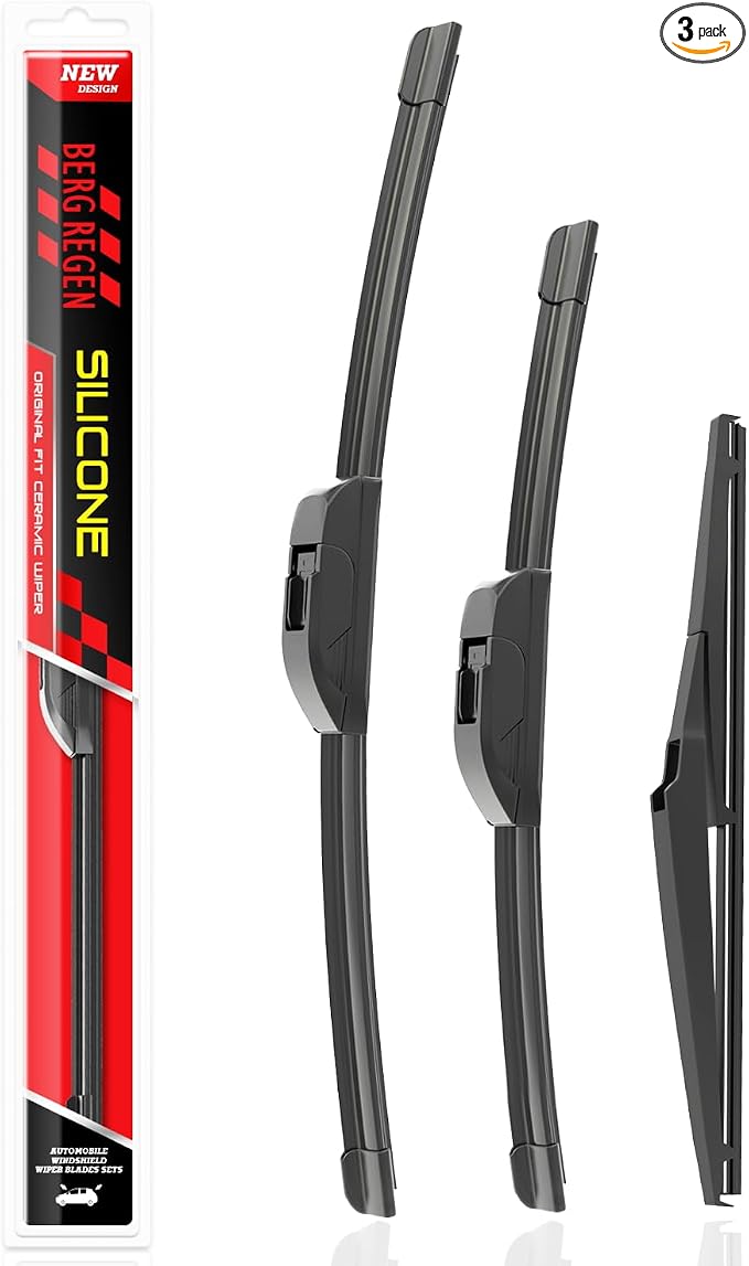 BERG REGEN Silicone Windshield Wiper Blades Replacement for Hyundai Accent 2017-2012/ Kia Rio 2017-2012 Windshield Wipers (Pack Of 3) Automotive Replacement Windshield Wiper Blades - 26"/16"/11"