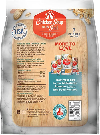 Chicken Soup for The Soul All Natural Premium Crunchy Bites Dog Treats, Real Peanut Butter First Ingredient, No by-Products, Artificial Colors, Flavors or Preservatives, Peanut Butter, 32oz