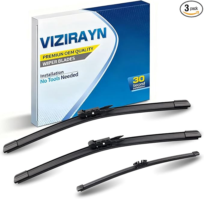 3 pcs 26" 22" 11" Front & Rear Windshield Wiper Blades,VIZIRAYN Replacement for Ford Explorer 2011-2023, Pinch Tab (Pack of 3) OEM Quality, All-Season