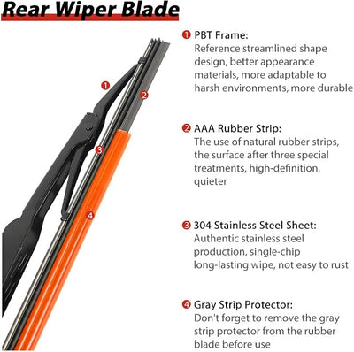 OTUAYAUTO Rear Windshield Wiper Replacement for Chevrolet Chevy Equinox 2010-2017, GMC Terrain 2010-2017, Back Wiper Blade Arm Cover Kits Accessories Assembly for Rear Window
