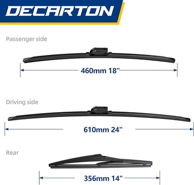 3-Piece Wiper Blades for Mazda CX-9 2017-2024 | Replacement for All-Season Front and Rear Original Equipment Windshield Wipers Set