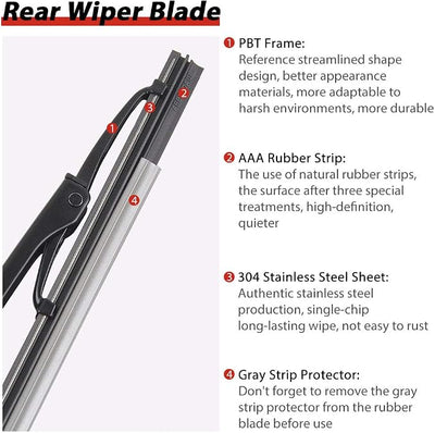 Replacement for Cadillac SRX 2010-2018, CTS 2010-2014 Vehicles, Rear Windshield Back Wiper Arm Blade Set - OTUAYAUTO Factory OEM Replacement 20825881