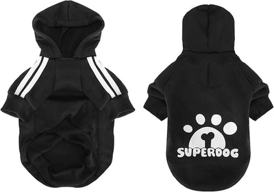 Dog Hoodie with Leash Hole, Pet Clothes Puppy Sweatshirt Dog Pullover Stylish Cat Apparel for Small Medium Dogs and Cats (Black, Medium)