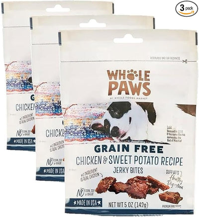 Whole Paws, Grain-Free Jerky Dog Treats, Chicken & Sweet Potato Recipe, 5 Ounce (Pack of 3)