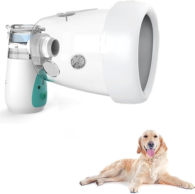 Portable Dog Inhaler with Large Dog Mask, Low Noise, Strong and Weak Modes for Large Dogs, Green L Size