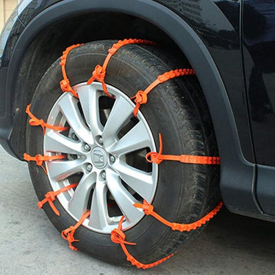 10Pcs Snow Tire Chain Anti-Slip Chains Adjustable Nylon Zip-Tie Track Claws Emergency Straps Durable and Stable Noise Reduction Mute Orange